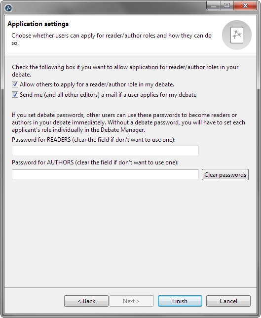 Application settings