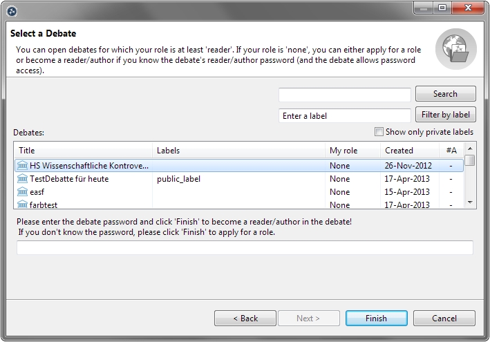List of all debates on an Argunet server